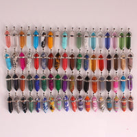 Wholesale 50pcs/lot Assorted Roses Quartz Opal Natural Stone Pendants Charms Hexagonal Pointed Healing Reiki 7 Chakra Pendulum