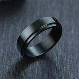 LETAPI New Personalized Black Gold Silver Color Stainless Steel Ring Black Spinner Men Women Custom Name Ring Wedding Jewelry