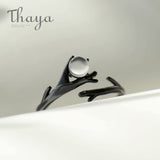 Thaya Original Moonlight Forest Design Finger Ring Moonstone Gemstone s925 Silver Black Branch Ring for Women Elegant Jewelry