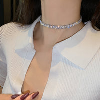 Korean hot selling fashion jewelry, copper inlaid zircon, luxury shiny necklace sexy ladies party necklace