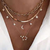 New Fashion Gold Crystal Stars Pendant Necklaces For Women Necklace 2020 Multilevel Female Boho Vintage Jewelry Wedding Gift