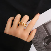 LATS Punk Metal Geometry Circular Punk Rings Set Opening Index Finger Accessories Buckle Joint Tail Ring for Women Jewelry Gifts