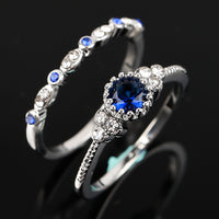 Fashion Big Blue Stone Ring Charm Jewelry Women CZ Wedding Rings Promise Engagement Ring Ladies Accessories Gifts Z4K146