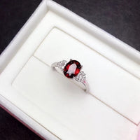 Simple and exquisite, natural garnet ring, 925 silver, women's exclusive gem, look for natural gem shop