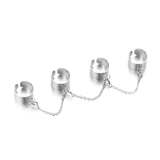 Punk Cool Hip Pop Rings Multi-layer Adjustable Chain Four Open Finger Rings  Alloy Women Rotate Rings for Women Party Gift
