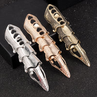 2020 NEW Cool Boys Punk Gothic Rock Scroll Joint Armor Knuckle Metal Full Finger Ring Gold Cospaly DIY Ring Halloween decoration