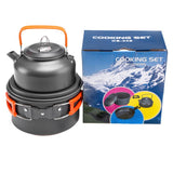 Camping Cookware Set Picnic Cooking Pots Set Outdoor Hiking BBQ Tableware with Pan Kettle Stove Set Camping Tourism Supplies Kit