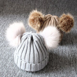 Winter Children Caps Baby Wool Knitted Hat Cap Beanie With Double Pompom Warm Newborn Baby Boy Girl Hat Bonnet