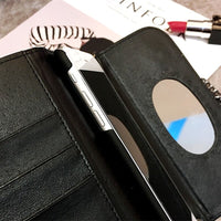 Aoweziic Luxury folding mirror card wallet leather case For iphone11 12 Pro X XS MAX XR Case 8 7plus cover crossbody chain bag