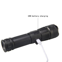 High-power 5 X 5MM LED 20W 5V Micro USB Rechargeable Telescopic Zoom Flashlight Suitable For Camping, Climbing, Night Riding, Caving Waterproof Rating IPX4