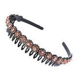 Unisex Alice Hairband Bezel Headband Men Women Sports Hair Band Hoop Top Metal Double Bangs Flower Rhinestone Hair Accessories