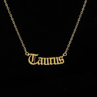 Constellation Zodiac Necklaces Jewelry for Women Antique Style Designed Letter Taurus Aries Necklaces Collier