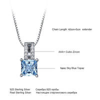 UMCHO Gemstone Nano Sky Blue Topaz Pendants 25 Sterling Silver Necklaces Engagement Wedding Necklace For Women With Chain 2019