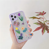 Luxury 3D Relief Flower Case For iPhone 12 Mini 11 Pro Max X XR XS Max 7 8 Plus Soft Bumper Transparent Matte PC Back Cover