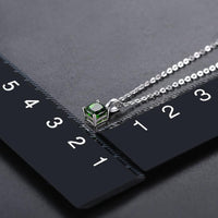 Natural Chrome Diopside Solid 925 Sterling Silver Pendant Russian Emerald Green Gemstone Silver Chain Fine Simple Jewelry