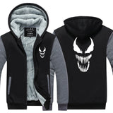 Venom Luminous Sweatshirt Sportswear Streetwear Hoodie Hooded Unisex Thicken Zipper Tracksuit Winter Coat Jacket Cosplay Costume