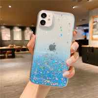 Clear Glitter Phone Case For iPhone 12 Pro 11 Pro Max XS Max XR X 7 8 Plus 12 Mini SE 2020 Cute Gradient Rainbow Sequins Coque