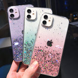 Clear Glitter Phone Case For iPhone 12 Pro 11 Pro Max XS Max XR X 7 8 Plus 12 Mini SE 2020 Cute Gradient Rainbow Sequins Coque