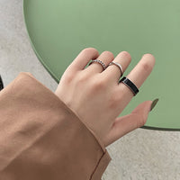 LATS Punk Metal Geometry Circular Punk Rings Set Opening Index Finger Accessories Buckle Joint Tail Ring for Women Jewelry Gifts