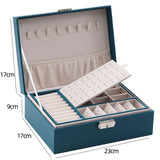 New Double-Layer PU Leather Jewelry Box European Jewelry Storage Box Large Space Jewelry Holder Gift Case with Lock
