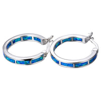 Boho 925 Sterling Silver Personality Multi Color Fire Opal Earring Hoop Women Fine Jewelry