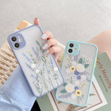 Luxury 3D Relief Flower Case For iPhone 12 Mini 11 Pro Max X XR XS Max 7 8 Plus Soft Bumper Transparent Matte PC Back Cover