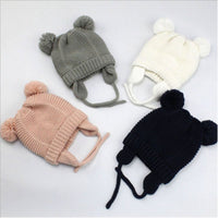 US New Winter Baby Kids Girls Boys Warm Woolen Coif Hood Scarf Caps Hats