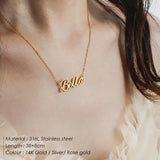 eManco Customized Personalized Letter Custom Name Necklace for women Gold Stainless Steel Chain Choker Necklace Jewelry Gift