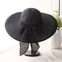 Sun Hats Hand Made Straw Hat Female Ribbon Bow-knot Wide Brim Beach Hat