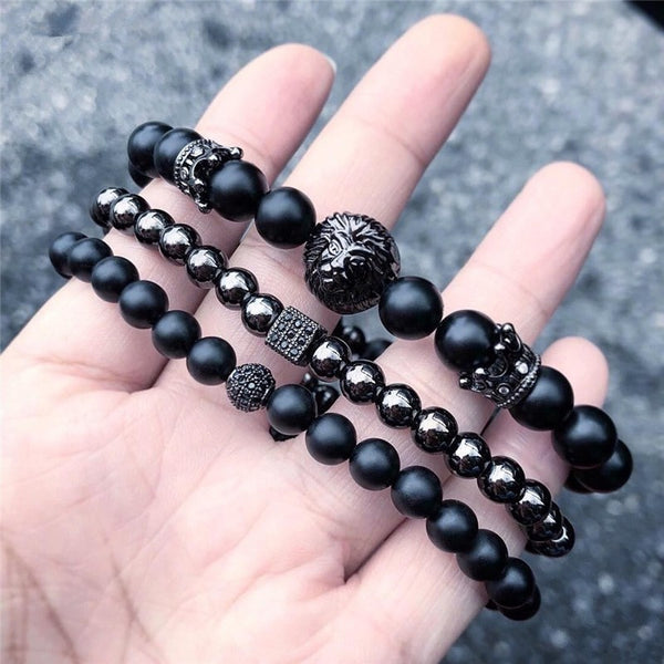 2020 New Fashion Men Bracelet Sets Trendy Handmade Classic Strand Stone Beaded Bracelet For Men Jewelry Gift Pulsera Hombre