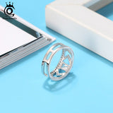 ORSA JEWELS Hyperbole Rings 7mm Width Genuine 925 Silver Ring Geometric Hollow CZ Rings Wedding Engagement Fine Jewelry SR209