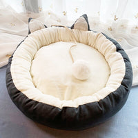 Pet Dog Cat Bed Cute Cat Ears Nest Soft Warm Washable Round Cat Cushion Home Dog Cat Mat Cat Beds House Pet Supplies Products