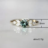 USTAR new fashion jewelry Green Stone Wedding rings for women rose gold crystals finger midi engagement rings female anel