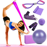 7 Pieces Sets For Fitness Trainning Exercise Gym Accessories  Yoga Resistance Bands Pilates Ball Home Block Brick Drop Ship