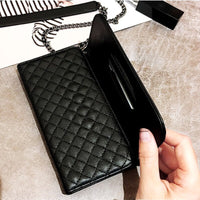 Aoweziic Luxury folding mirror card wallet leather case For iphone11 12 Pro X XS MAX XR Case 8 7plus cover crossbody chain bag