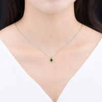 Natural Chrome Diopside Solid 925 Sterling Silver Pendant Russian Emerald Green Gemstone Silver Chain Fine Simple Jewelry