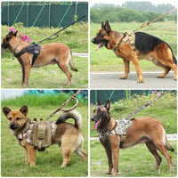 Tactical Dog Harness K9 Woking Dog Harness With Leash Adjustable Nylon Dog Collar Vest For Small Large Dog Supplies