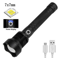 High-power 7 X 7MM LED 30W 5V Micro USB Telescopic Zoom Rechargeable Flashlight Suitable For Camping, Climbing, Night Riding, Caving Waterproof Rating IPX4