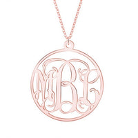 Personalized 3 Initial Monogram Necklace Rose Gold Custom Letter Nameplated Round Necklaces Women Men Stainless Steel Jewelry