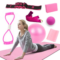 7 Pieces Sets For Fitness Trainning Exercise Gym Accessories  Yoga Resistance Bands Pilates Ball Home Block Brick Drop Ship