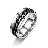 Classic Spinner Chain Men Rings Cool Stainless Steel 8mm Width Fashion Rings For Men Women Jewelry Party Gift