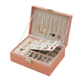 New Double-Layer PU Leather Jewelry Box European Jewelry Storage Box Large Space Jewelry Holder Gift Case with Lock