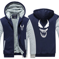 Venom Luminous Sweatshirt Sportswear Streetwear Hoodie Hooded Unisex Thicken Zipper Tracksuit Winter Coat Jacket Cosplay Costume