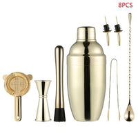 8pcs Stainless Steel 500ml Cocktail Shaker Bar Set Measuring Cup Mixing Spoon