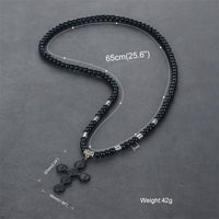 3pcs Black Color Stone Beads Necklace Religious Jewelry Gifts Saint Benedict Medal Cross Pendant Necklaces for Men kolye NC092