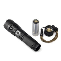 High-power 5 X 5MM LED 20W 5V Micro USB Rechargeable Telescopic Zoom Flashlight Suitable For Camping, Climbing, Night Riding, Caving Waterproof Rating IPX4