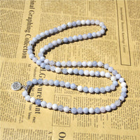 108 Mala Aquamarines with Lotus OM Buddha Charm Yoga Bracelet or Necklace for Me Women Blue Natural Stone Jewelry Dropshipping