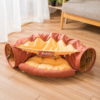 Fashion Foldable Cat Tunnel Toy Cat Channel Cat Nest Playable Sleepable Autumn and Winter Cat Bed to Keep Warm and Comfortable