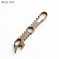 QingGear Titanium Multi Tool TC4 Mini Keychain Wrench Box Opener Bottle Opener Pry Bar Hex Screwdriver EDC Pocket Tool Gift