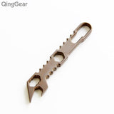 QingGear Titanium Multi Tool TC4 Mini Keychain Wrench Box Opener Bottle Opener Pry Bar Hex Screwdriver EDC Pocket Tool Gift
